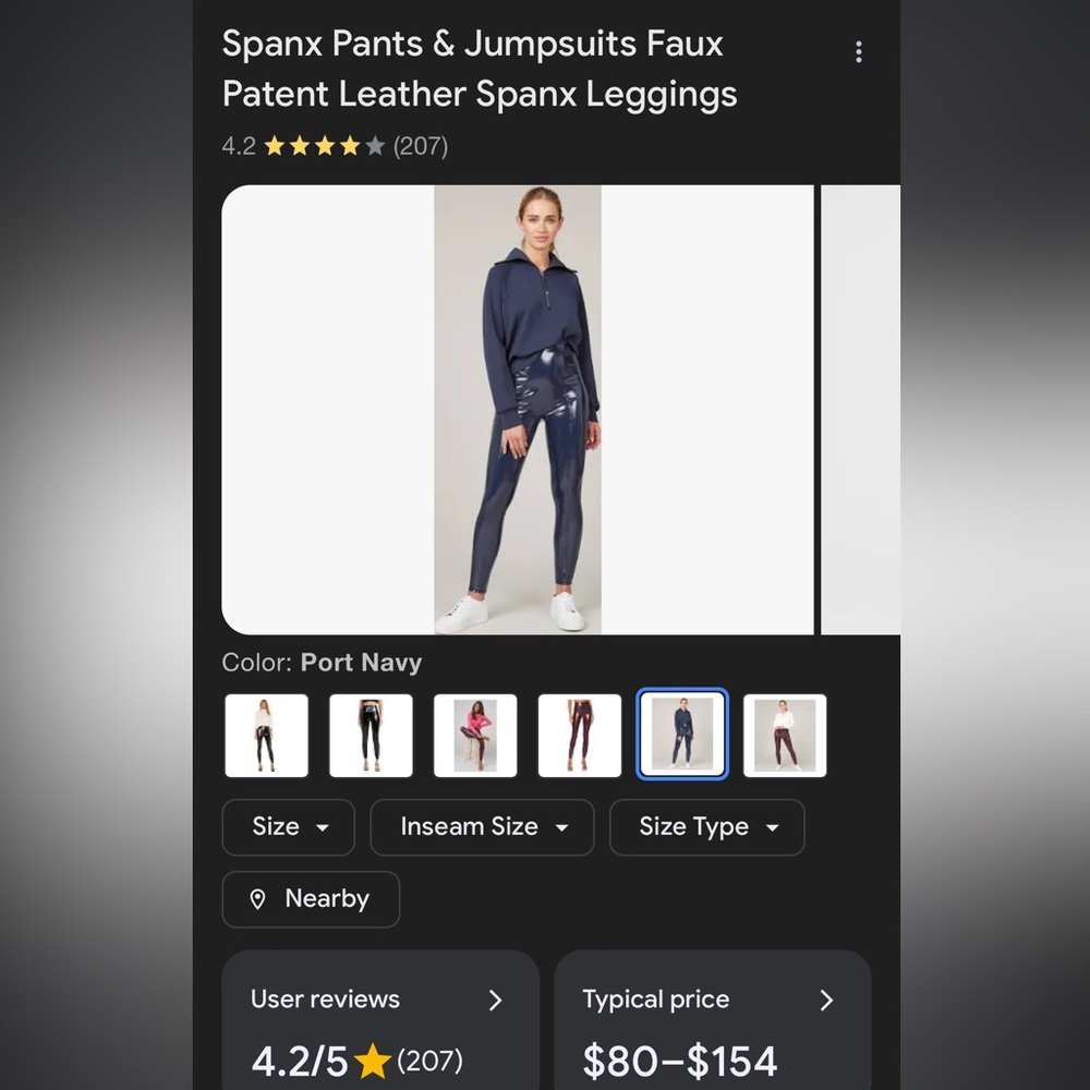 Spanx leather leggings navy